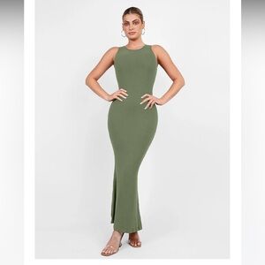Shapewear Modal Sleeveless Crew Neck Slimming Maxi Dress women’s large green